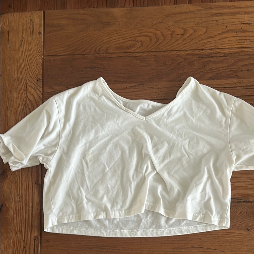White V-Neck Crop Top